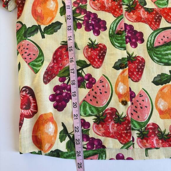 Scotch & Soda Girls Fruit Printed Linen Blend Button Up Shirt Kids Size 16 NWT - Picture 3 of 8